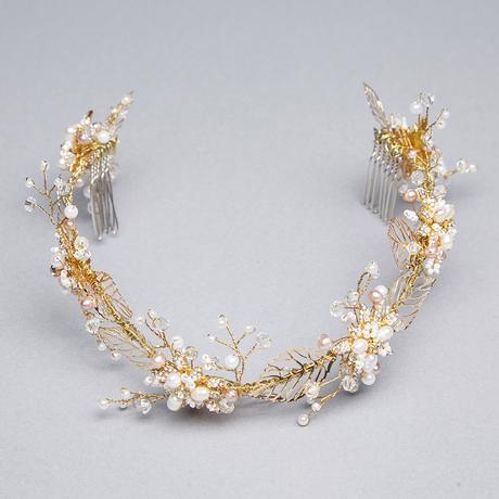 Azure Hilary Crown Gold Wedding Headpiece