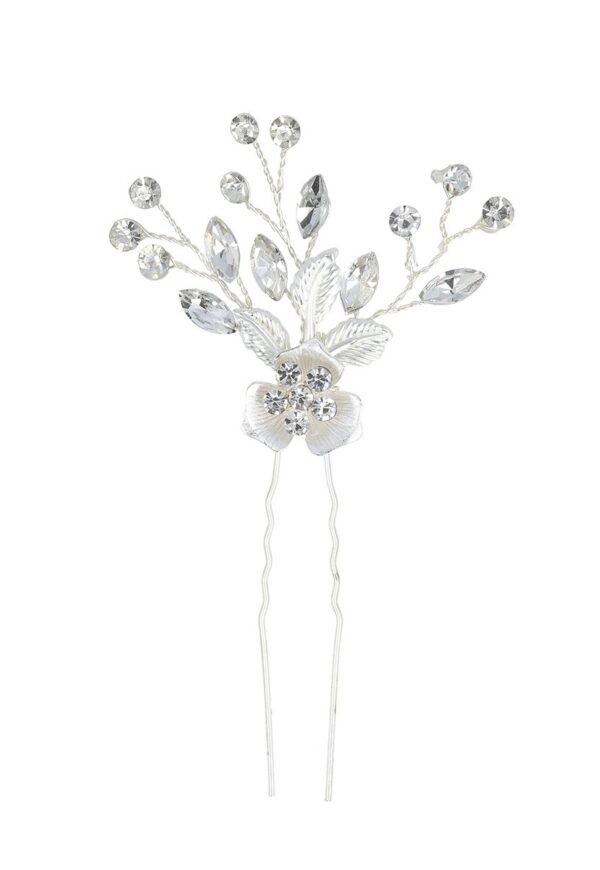 Azure Silver Crystal Pin Wedding Headpiece