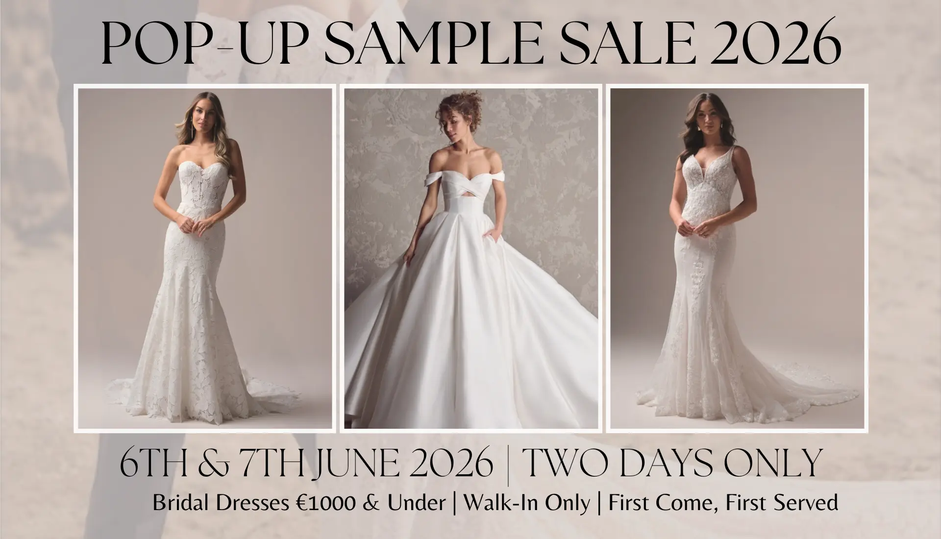 Wedding Dress Sample Sale – 6th–7th June